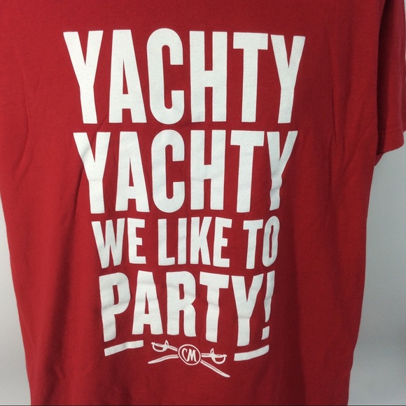 Captain Morgan Large  Yachty Yachty We Like To Party T-Shirt Red And White - Picture 2 of 5